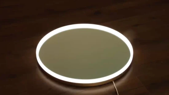 Specchio cosmetico da bagno a LED Ortonbath rotondo e circolare con cornice nera, luce regolabile in 3 colori, specchio per il trucco con anti